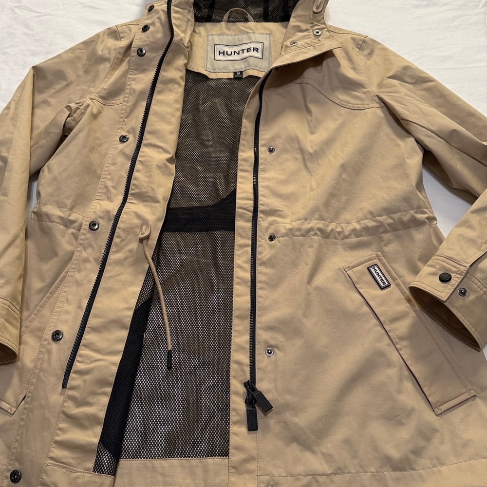 Hunter Tan Hooded Cotton Trench Coat M New Without Tag